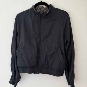 Lululemon Reversible Bomber Jacket Black Grey Camo Print Size 8